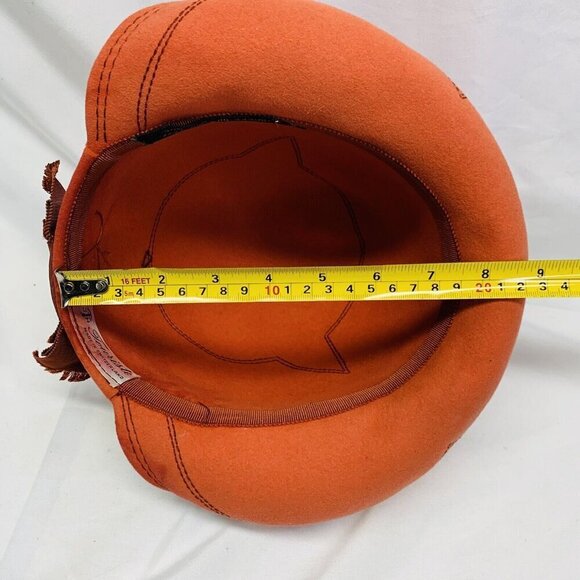 Vintage 50s 60s Felt Hat Womens Touriste Made In Switzerland Handmade Orange - Picture 10 of 14